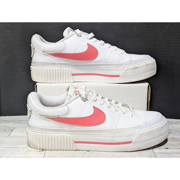 Nike Court Legacy Lift Women's Size US 9.5 White/Coral Chalk DM7590-102 - Picture 2 of 8